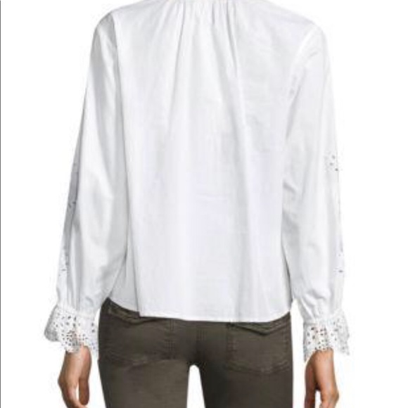 Joie Kalyssa Eyelet-sleeve Pleated Top Porcelain - Picture 3 of 8